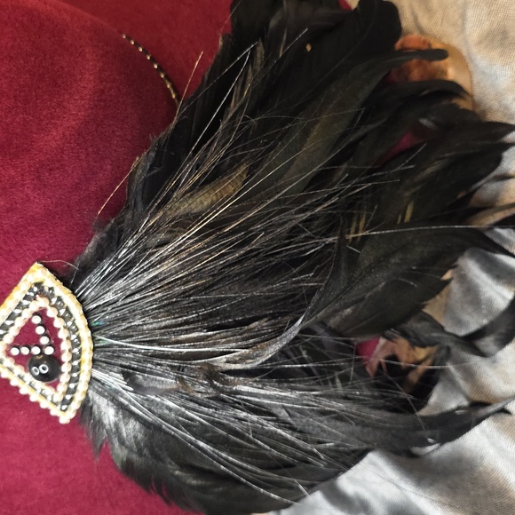 Sonni San Francisco Wool Burgendy Hat With Feathers! - Picture 13 of 16